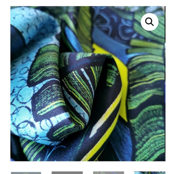 Maison Fétiche Orient 130 Tropical Leaf Print Silk Scarf  Box Rolled Edges Silk - Picture 16 of 16